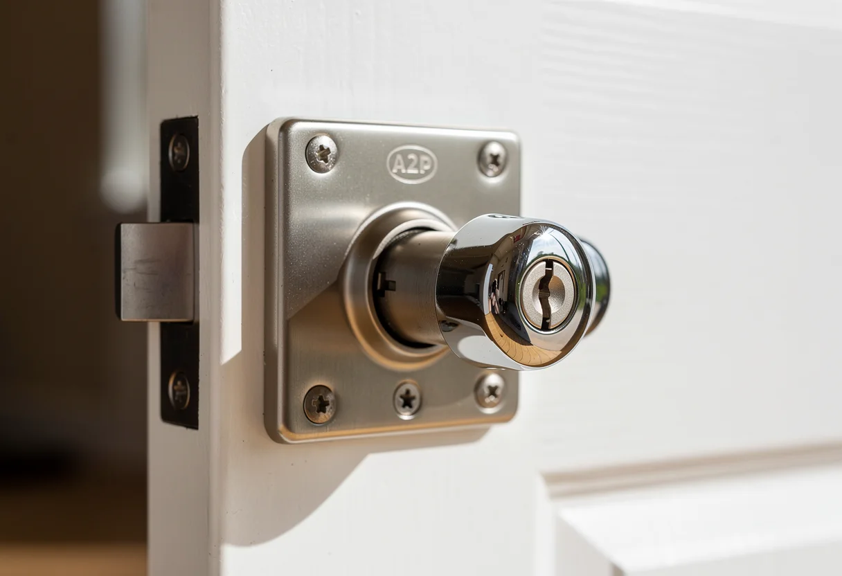 Serrure haute sécurité A2P neuve installée sur la porte