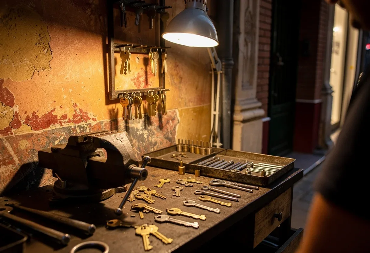 L'établi de l'atelier du serrurier de Perpignan